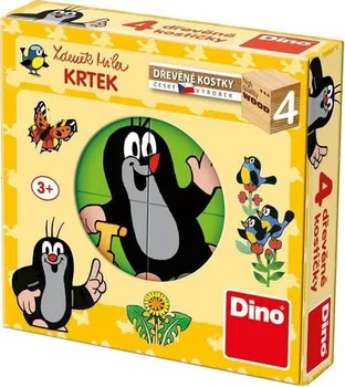 Dřevěná hračka Dino Kostky kubus Krtek 4 ks