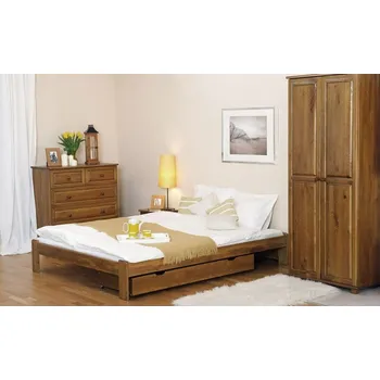 Postel Postel BELUKHA 140x200 cm s roštem, masiv borovice/moření dub + vyzvednutí ZDARMA