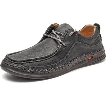 Pánské tenisky Prošívané pánské boty kožené s tkaničkami Barva: Černá, Velikost: 38