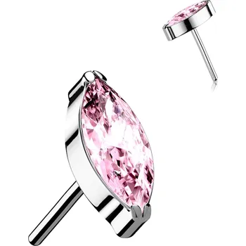 Piercing Atreya Titanová bezzávitová koncovka se zirkonem Marquise Barva: Růžová