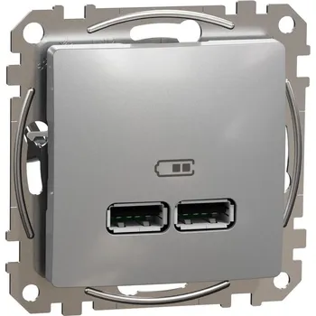 Elektrická zásuvka Schneider Electric Sedna Zásuvka USB, 2× USB A, termoplast, aluminium&nbsp;SDD113401