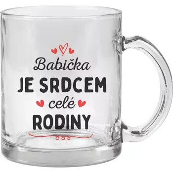 Hrnek 330 ml - skleněný Dědeček je srdcem celé rodiny