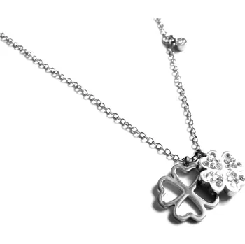 Náhrdelník Steel Jewelry Náhrdelník dvojitý čtyřlístek z chirurgické oceli NH171012 dárkové balení zdarma