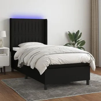 Postel vidaXL Box spring postel s matrací a LED 80 x 200 cm textil [3138431] Barva: Černá