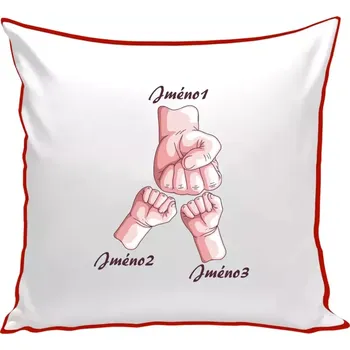 Polštář Polštář barevný 32x32 cm Ručičky se jménem