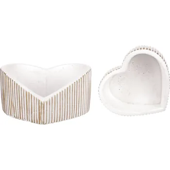 Stojan na květiny Autronic Miska betonová ve tvaru srdce, bílo-zlatá. Cena za sadu 2ks BTO1086