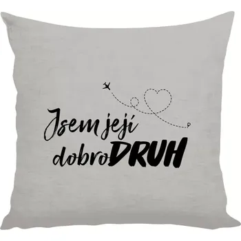 Polštář Polštář lněný 40x40 cm Jsem její dobrodruh