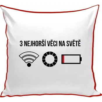 Polštář Polštář barevný 32x32 cm Tři nejhorší věci na světě