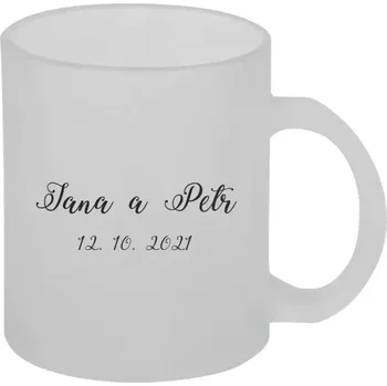 Hrnek 330 ml - skleněný matný Jména a datum písmo 3