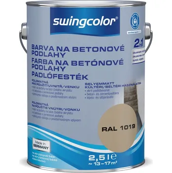 barva a nátěr na dřevo Swingcolor Barva na beton 2 v 1, šedobéžová, polomatná, 2,5 l 6151 T02,5 1019