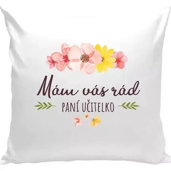 Polštář Polštář bílý 40x40 cm Mám vás rád, paní učitelko
