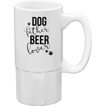 Sklenice Půllitr bílý vysoký Dog father, beer lover