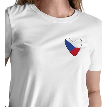 Dámské tričko Dámské triko bílé - Srdce Česko XXL