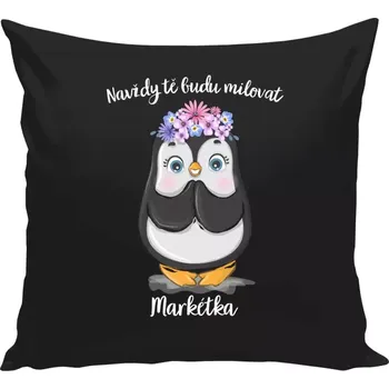 Polštář Polštář černý 40x40 cm Navždy tě budu milovat