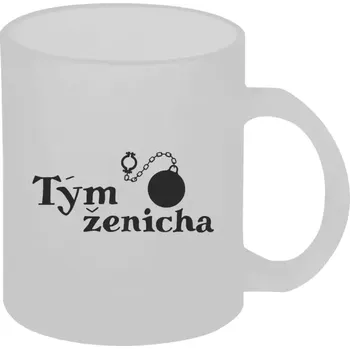 Hrnek 330 ml - skleněný matný Tým ženicha s koulí