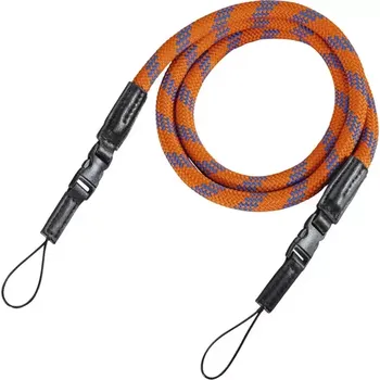 Popruh k fotoaparátu a kameře Rychloupínací provazový retro foto popruh BRAID 120 oranžovo modrý (originální retro vzhled)