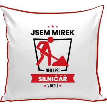 Polštář Polštář barevný 32x32 cm Nejlepší v okolí - silničář