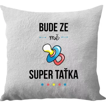 Polštář Polštář bílý 40x40 cm - dlouhý chlup Bude ze mě super taťka