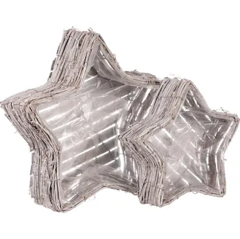 Stojan na květiny Autronic Obal proutěný ve tvaru hvězdy - réva bělená. Sada 2ks. Cena za 1sadu AB2188