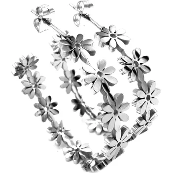 Náušnice Steel Jewelry Náušnice květinkové kruhy 35 mm z chirurgické oceli NS220223 dárkové balení zdarma