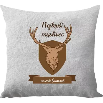 Polštář Polštář bílý 40x40 cm - dlouhý chlup Nejlepší myslivec na celé...