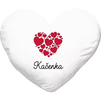 Polštář Polštář srdce 40x35 cm Srdíčka se jménem
