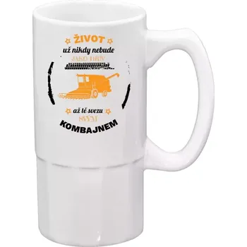 Sklenice Půllitr pro zemědělce - Život už nebude jako dřív, až tě svezu svým kombajnem - 500 ml