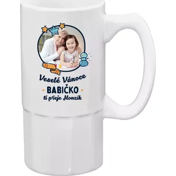 Sklenice Půllitr pro babičku - Veselé Vánoce babičko s věnováním - 500 ml