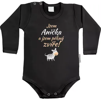 Kojenecký body Dětské body s dlouhým rukávem Jsem jméno a jsem pěkný zvíře! Zebra