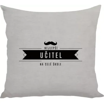 Polštář Polštář lněný 40x40 cm Nejlepší učitel na celé škole