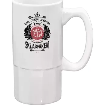 Sklenice Půllitr bílý vysoký Byl jsem jedním z davu, ale pak jsem se stal skladníkem