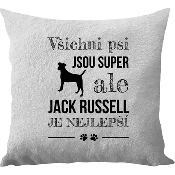 Polštář Polštář bílý 40x40 cm - dlouhý chlup Jack Russel je nejlepší