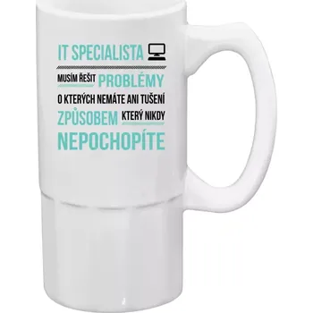 Sklenice Půllitr bílý vysoký Musím řešit problémy - IT specialista