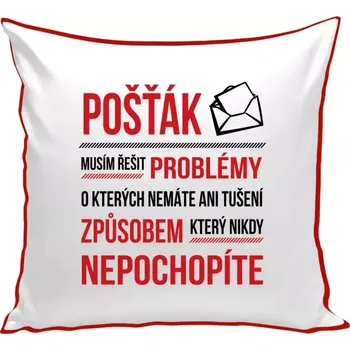 Polštář Polštář barevný 32x32 cm Musím řešit problémy - pošťák