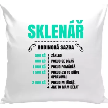 Polštář Polštář bílý 40x40 cm Hodinová sazba - sklenář