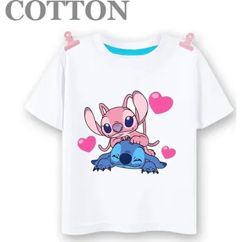 Lilo & Stitch Dětské bílé triko s potiskem na motivy oblíbené pohádky "Lilo a Stitch" Barva: bílá 2023100801, Velikost: 150