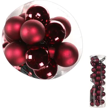 Vánoční dekorace Autronic Ozdoby skleněné na drátku, tm.červené, pr.2cm, cena za 1 balení(48ks) - VAK113-2D