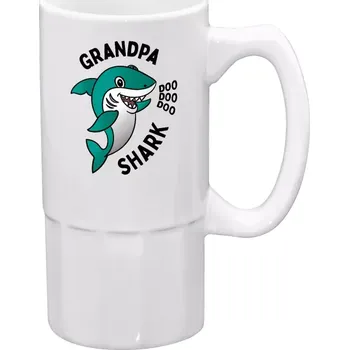 Sklenice Půllitr bílý vysoký Grandpa Shark