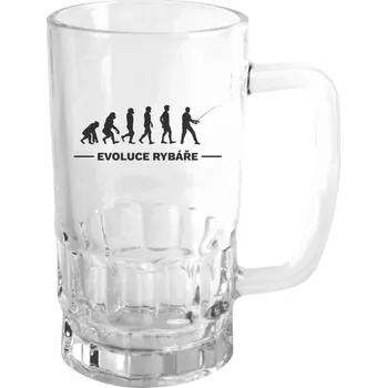 Sklenice Rybářský půllitr - Evoluce - rybář - čirý
