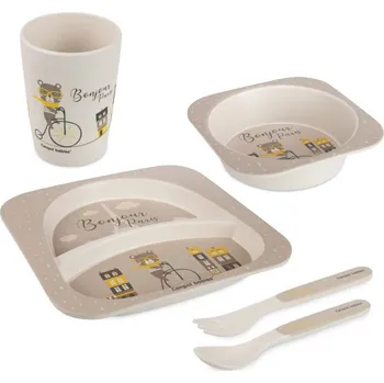 dětská jídelní sada CANPOL BABIES sada nádobí Bonjour Paris béžová 5ks