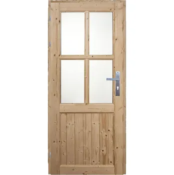 Vchodové dveře Vedlejší vchodové dveře Jana, 80 L, rozměr vč. zárubně: 880 × 1980 mm, masivní dřevo, levé, smrk, prosklené