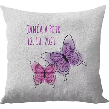 Polštář Polštář bílý 40x40 cm - dlouhý chlup Motýlci se jmény