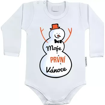 Kojenecký body Dětské body s dlouhým rukávem Moje první Vánoce - sněhulák