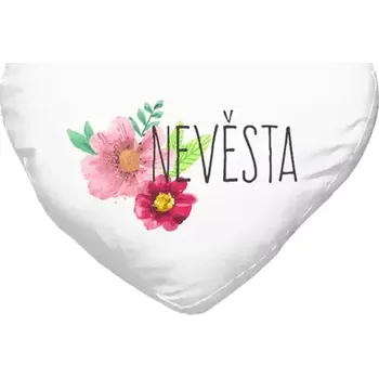 Polštář Polštář srdce 40x35 cm Nevěsta - červené květiny