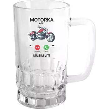 Sklenice Půllitr pro motorkáře - Motorka volá... musím jít! - čirý