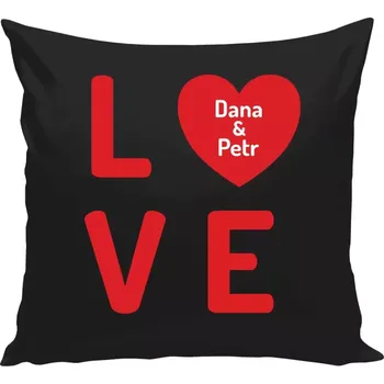 Polštář Polštář černý 40x40 cm Love se jmény