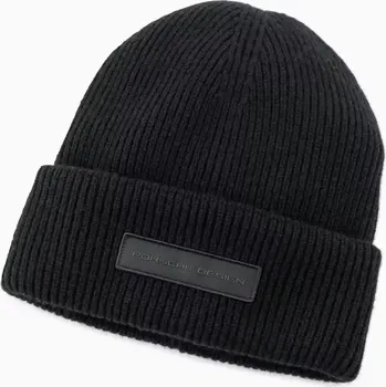 Šála PORSCHE DESIGN Cashmere mix beanie Čepice zimní z kašmíru černá (Pletená čepice Porsche Design ze směsi kašmíru a vlny s ohrnutým okrajem.)