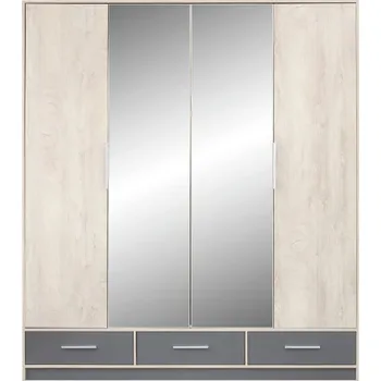 Šatní skříň Meblar Šatní skříň se zrcadlem Isko, dub/antracit