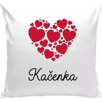 Polštář Polštář bílý 40x40 cm Srdíčka se jménem