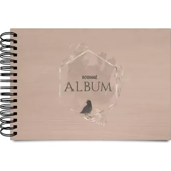 Fotokniha Dřevěné album s kroužkovou vazbou Ptáček ve zlatém šestiúhelníku